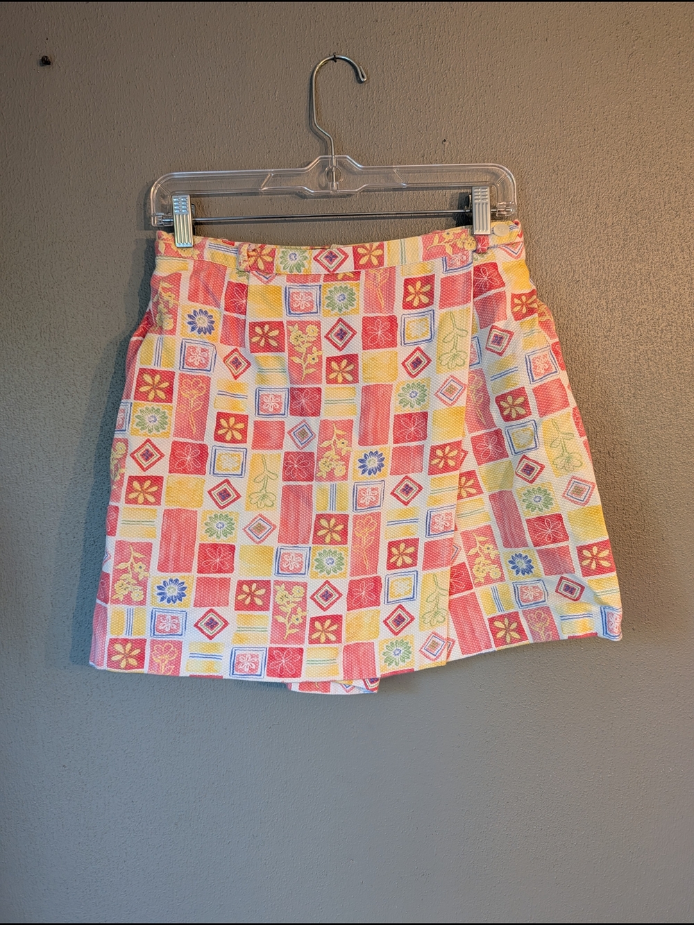 Vintage Bushwacker Pink & Yellow Patchwork Floral Skort 12